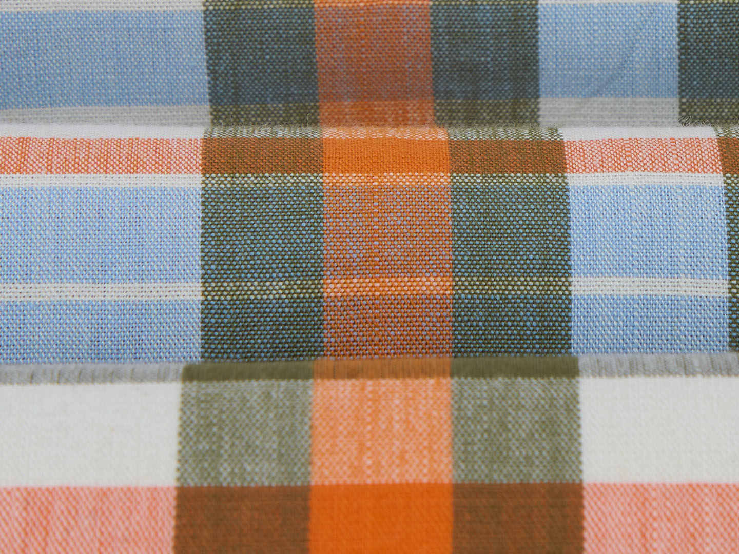 Orange & Green Check Cotton Fabric