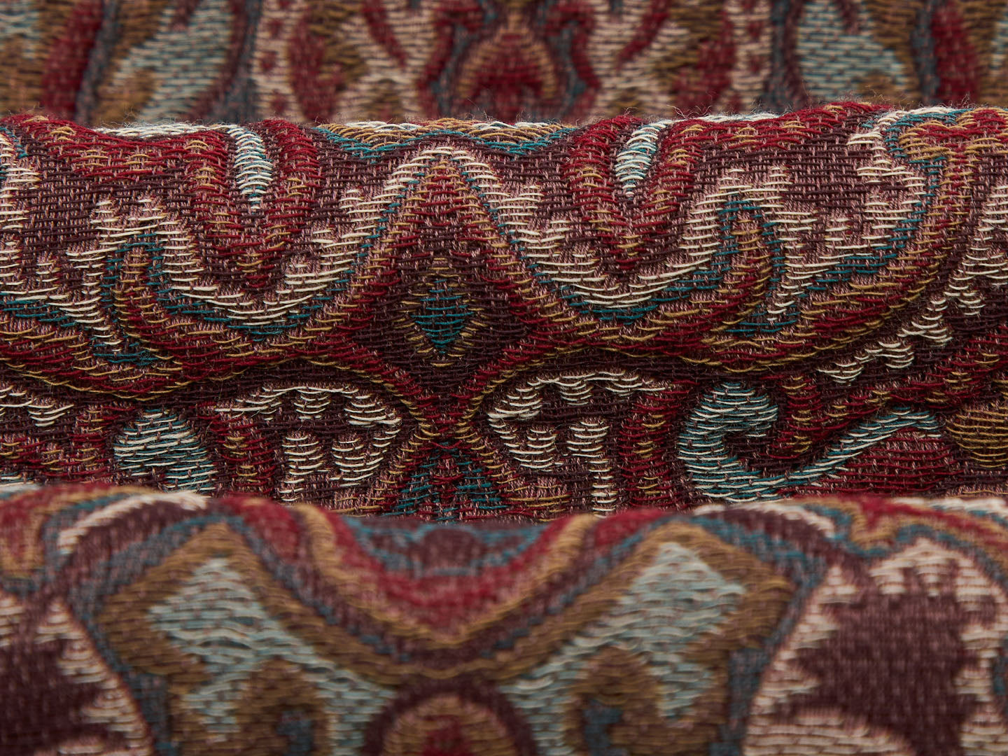 Red Paisley Wool Fabric