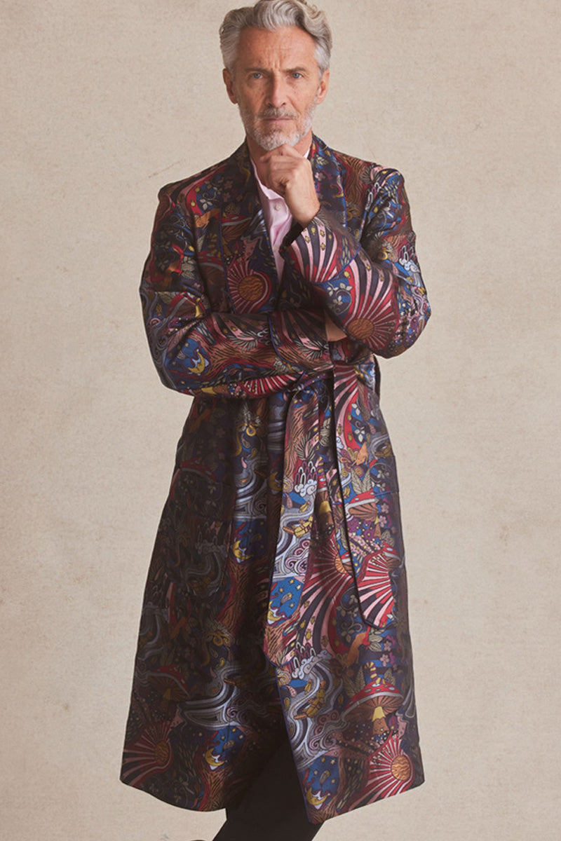 Psychedelic Unlined Silk Dressing Gown