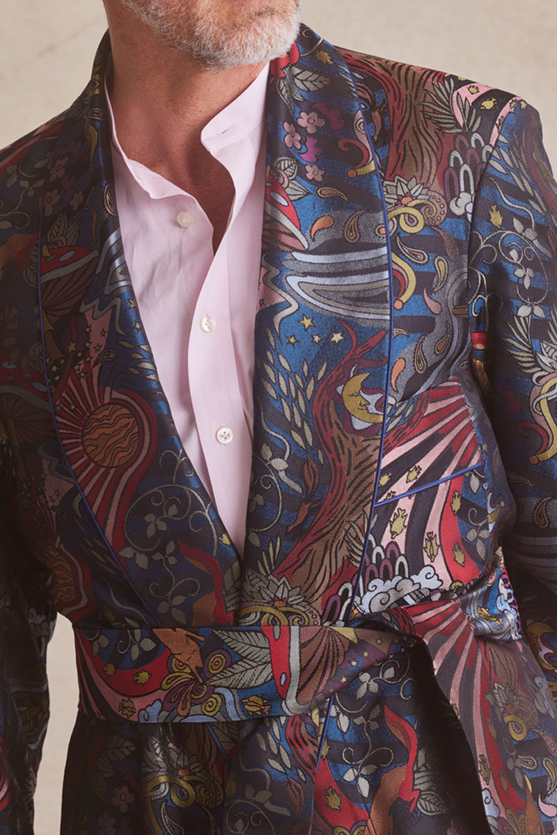 Psychedelic Unlined Silk Dressing Gown