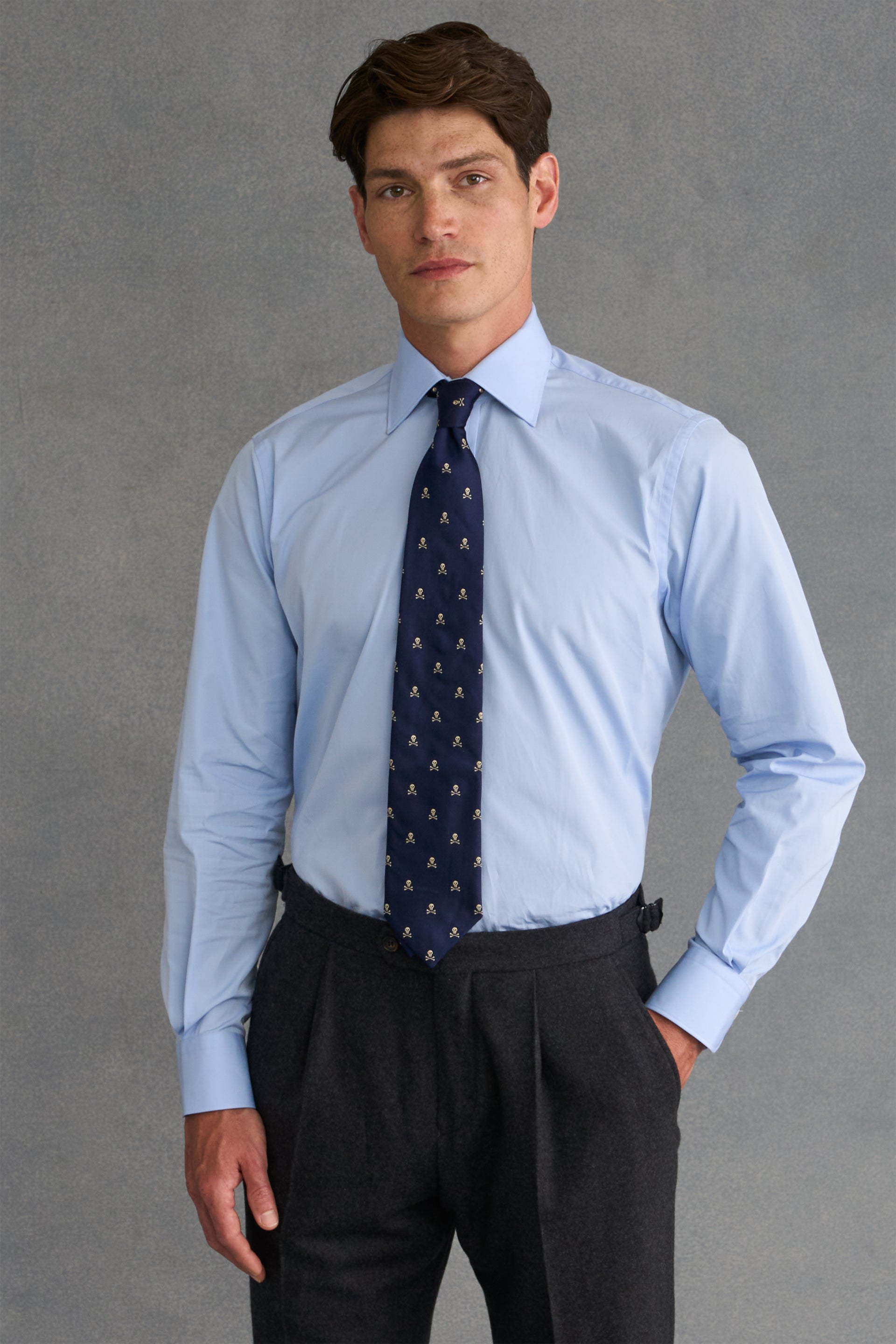 Pale Blue Poplin St James's Collar Tailored Fit Single Cuff Shirt