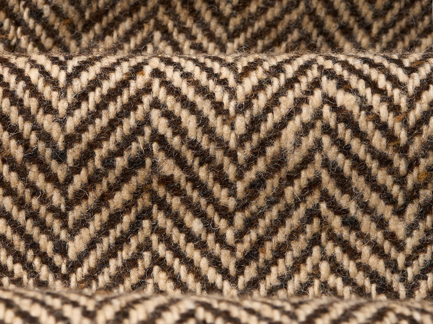 Brown & Cream Herringbone Wool