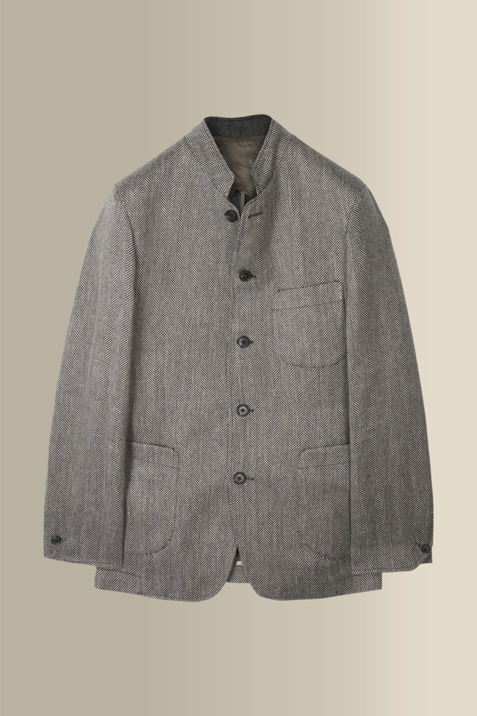 Grey Herringbone 5 Button Jacket