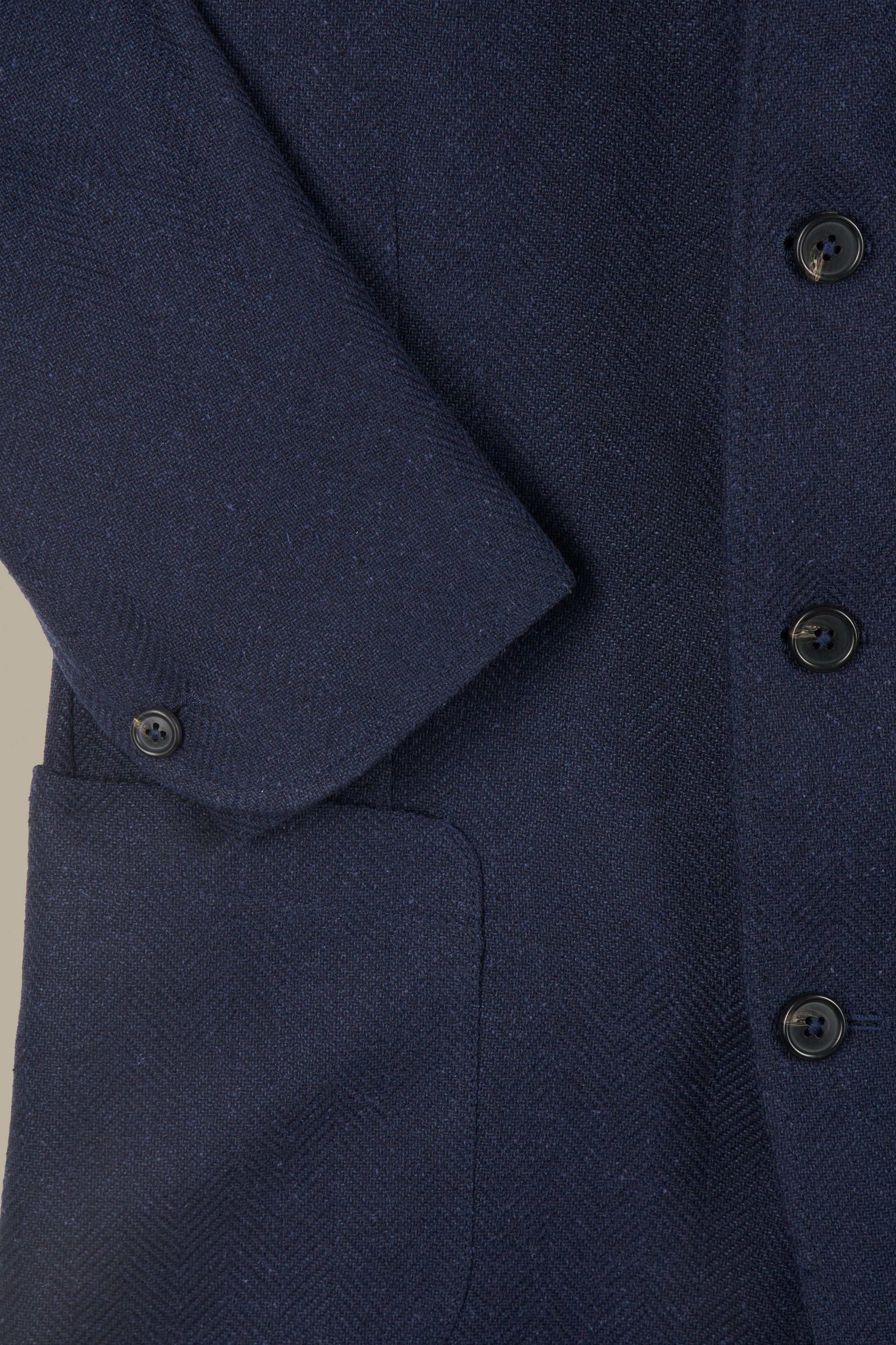 Navy Herringbone 5 Button Jacket