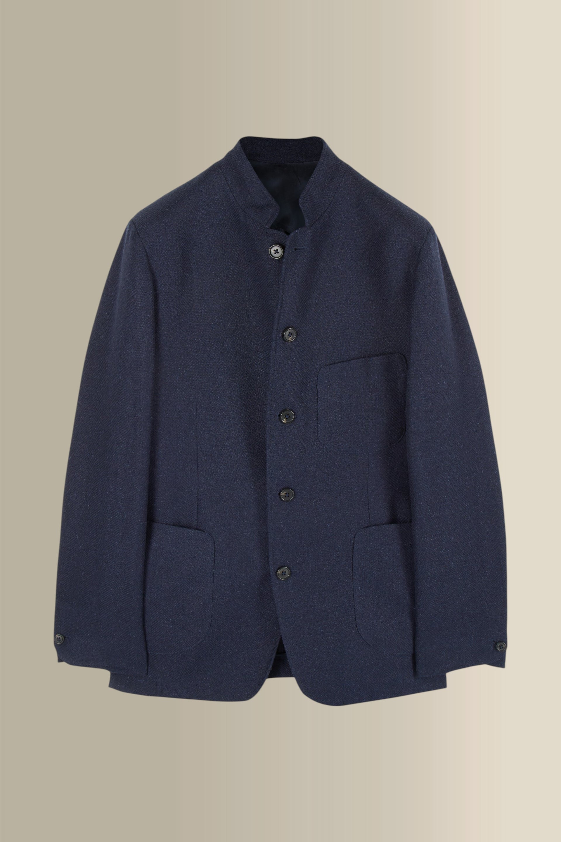 Navy Herringbone 5 Button Jacket