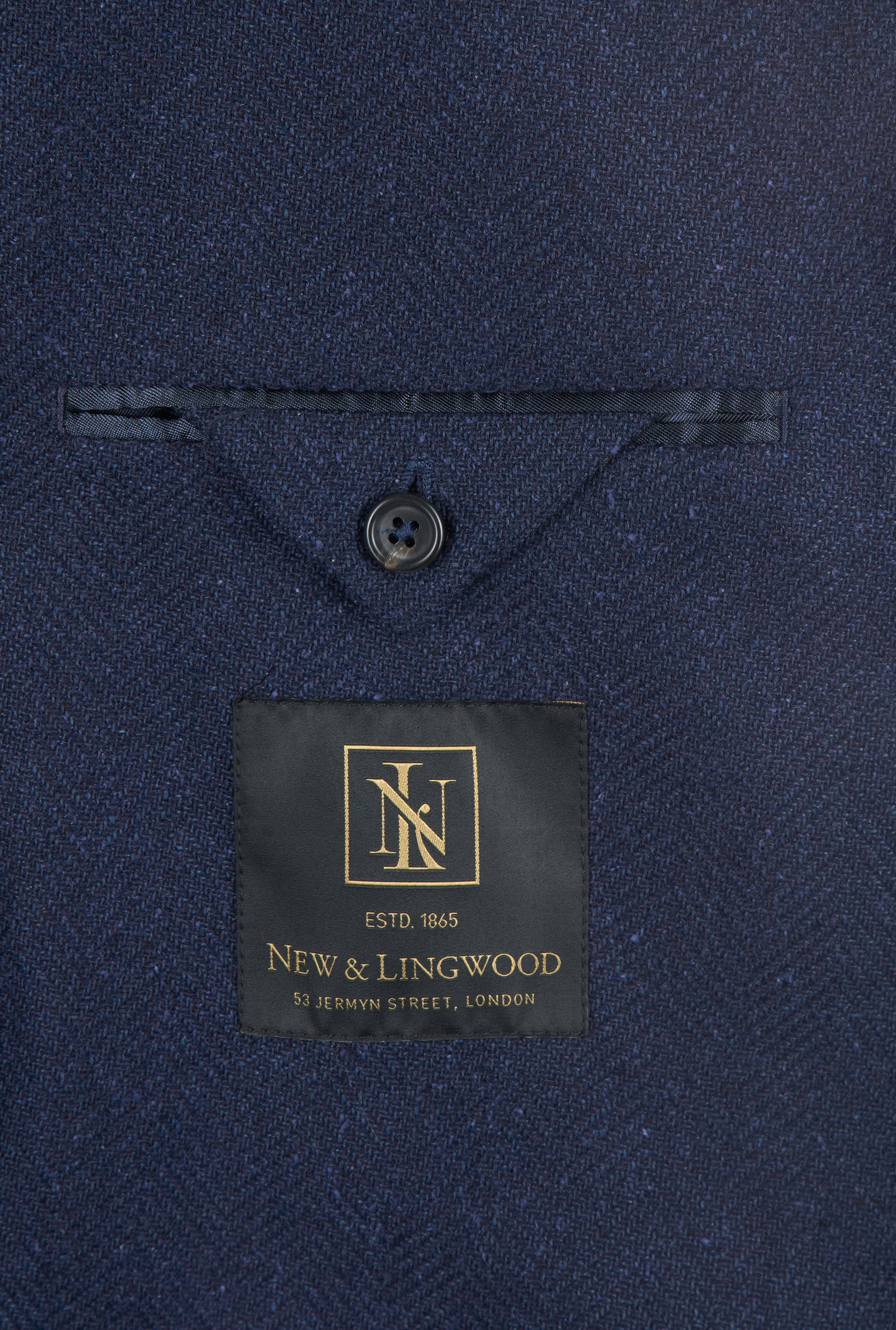 Navy Herringbone 5 Button Jacket