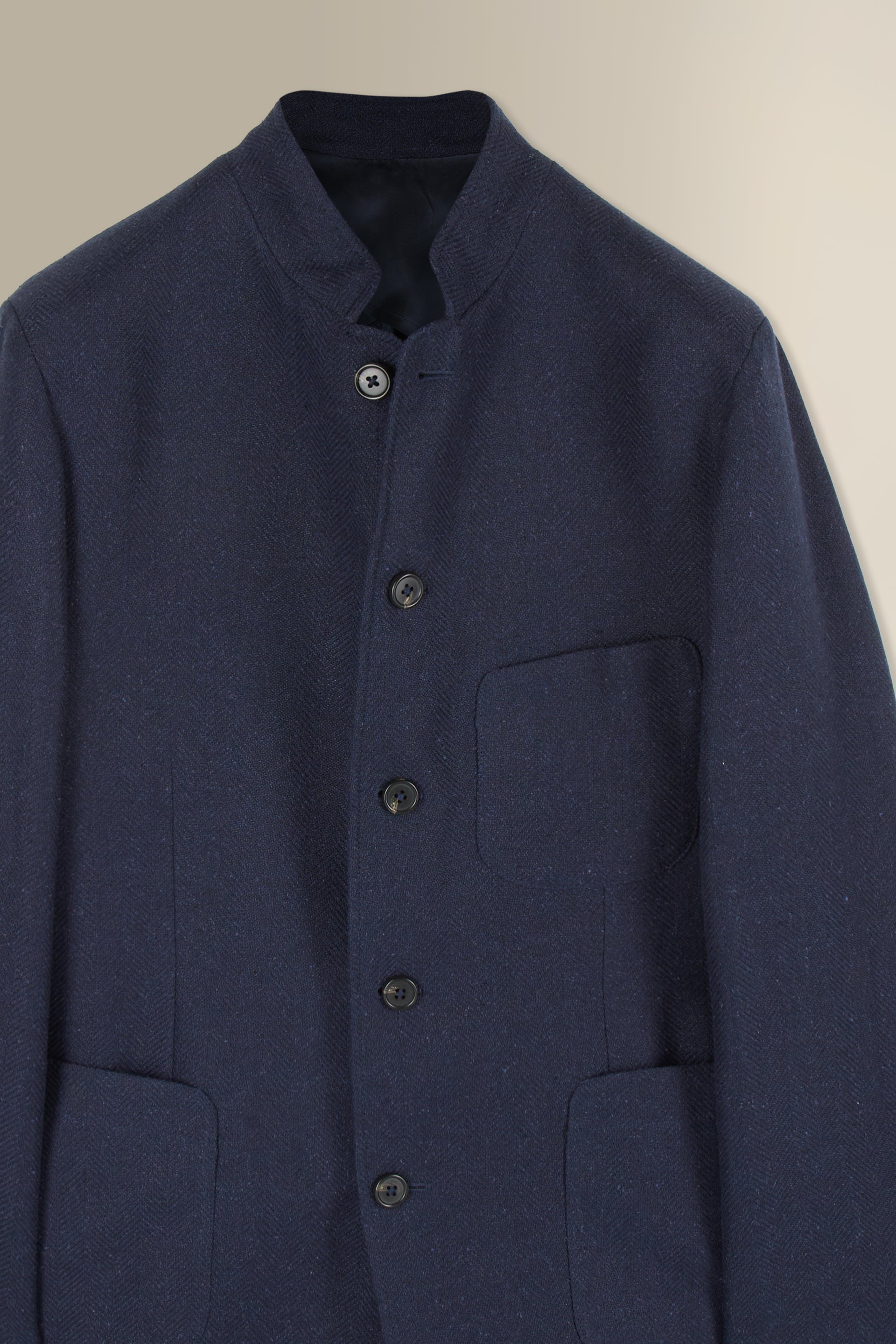Navy Herringbone 5 Button Jacket