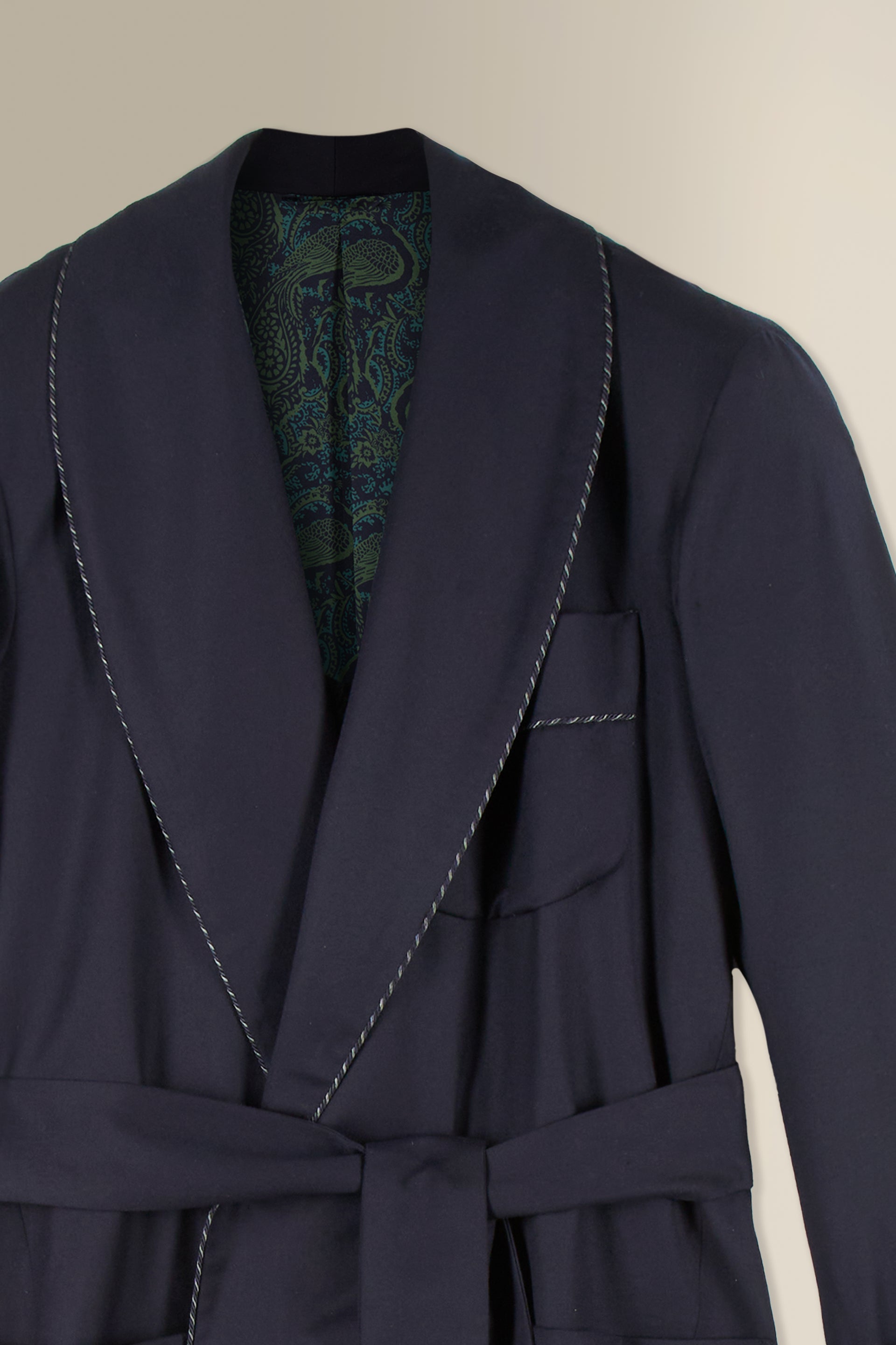 Peacock Paisley Printed Silk Lined Wool Dressing Gown