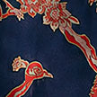 Navy & Red Peacock Unlined Silk Dressing Gown