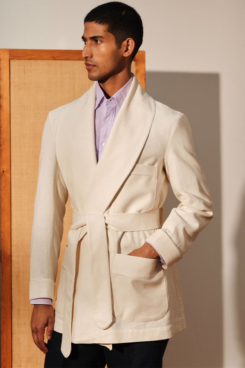 The Ivory Silk Lounge Robe