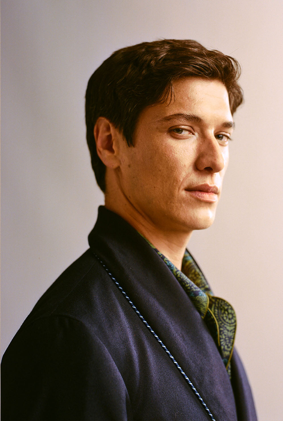 Peacock Print Lined Wool Dressing Gown