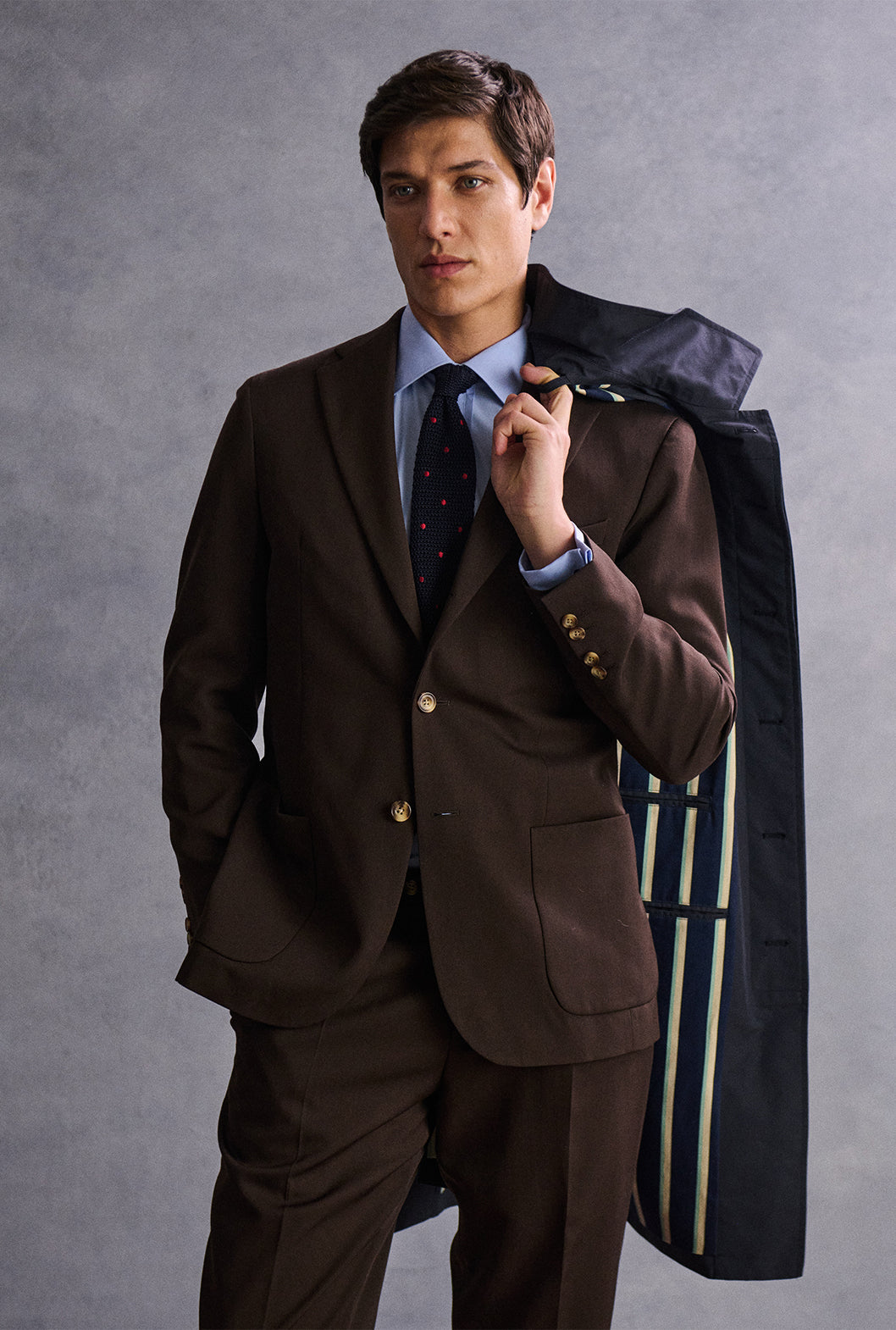 Navy Stripe Lined Rain Mac