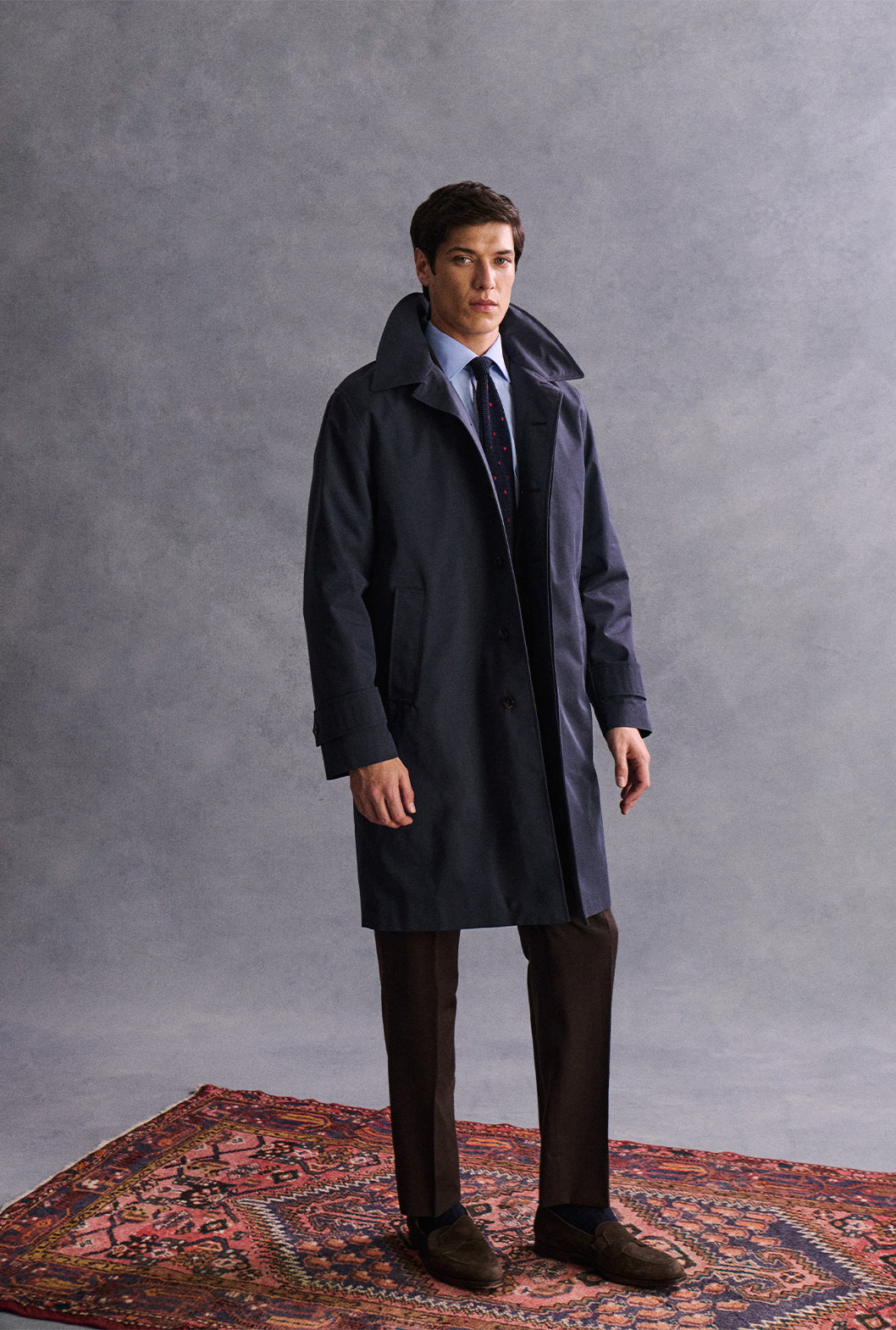 Navy Stripe Lined Rain Mac