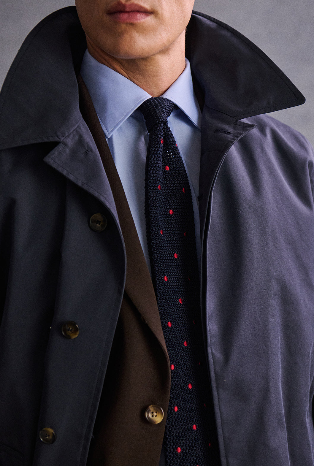 Navy Stripe Lined Rain Mac