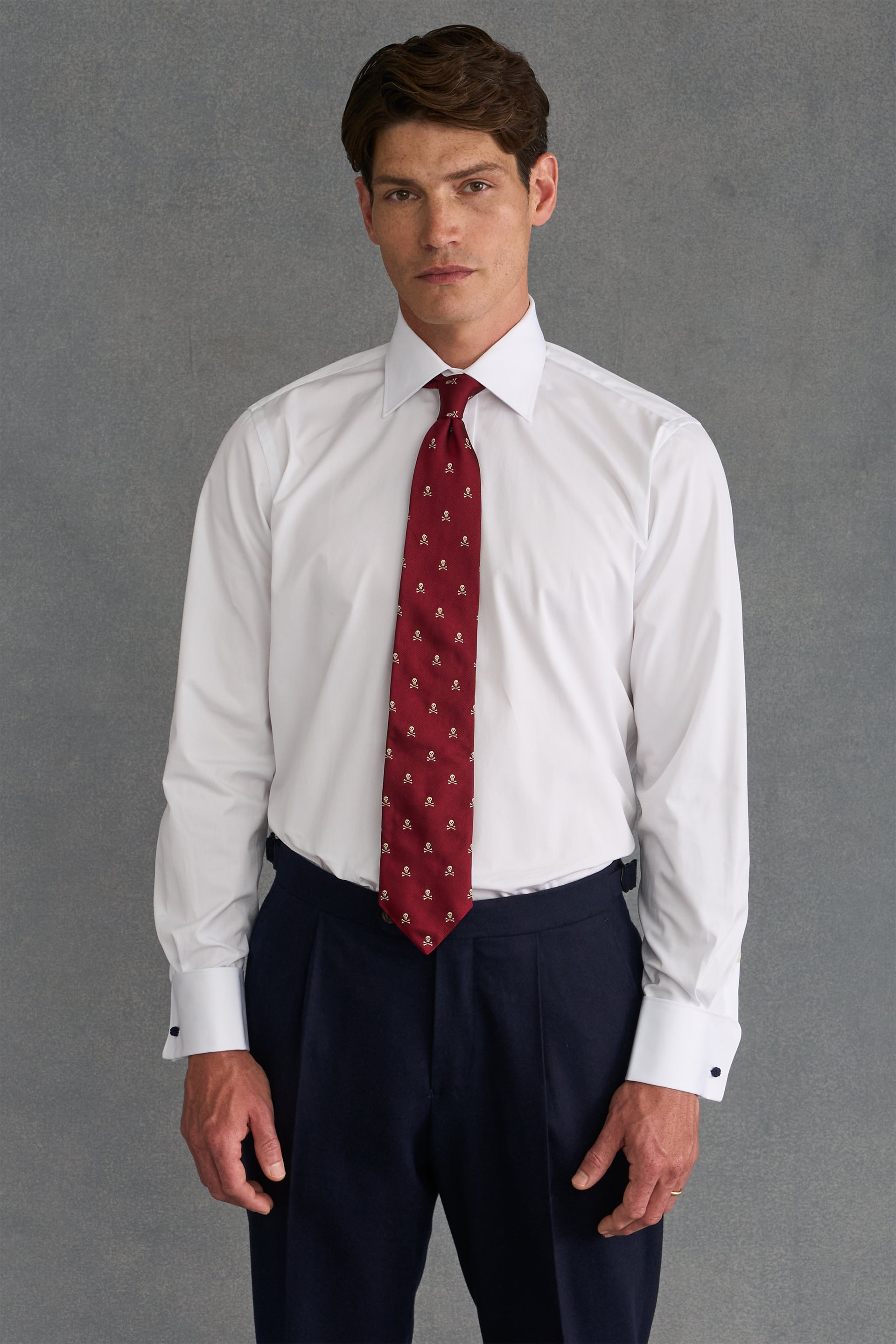 White Poplin St James's Collar Tailored Fit Double Cuff Shirt