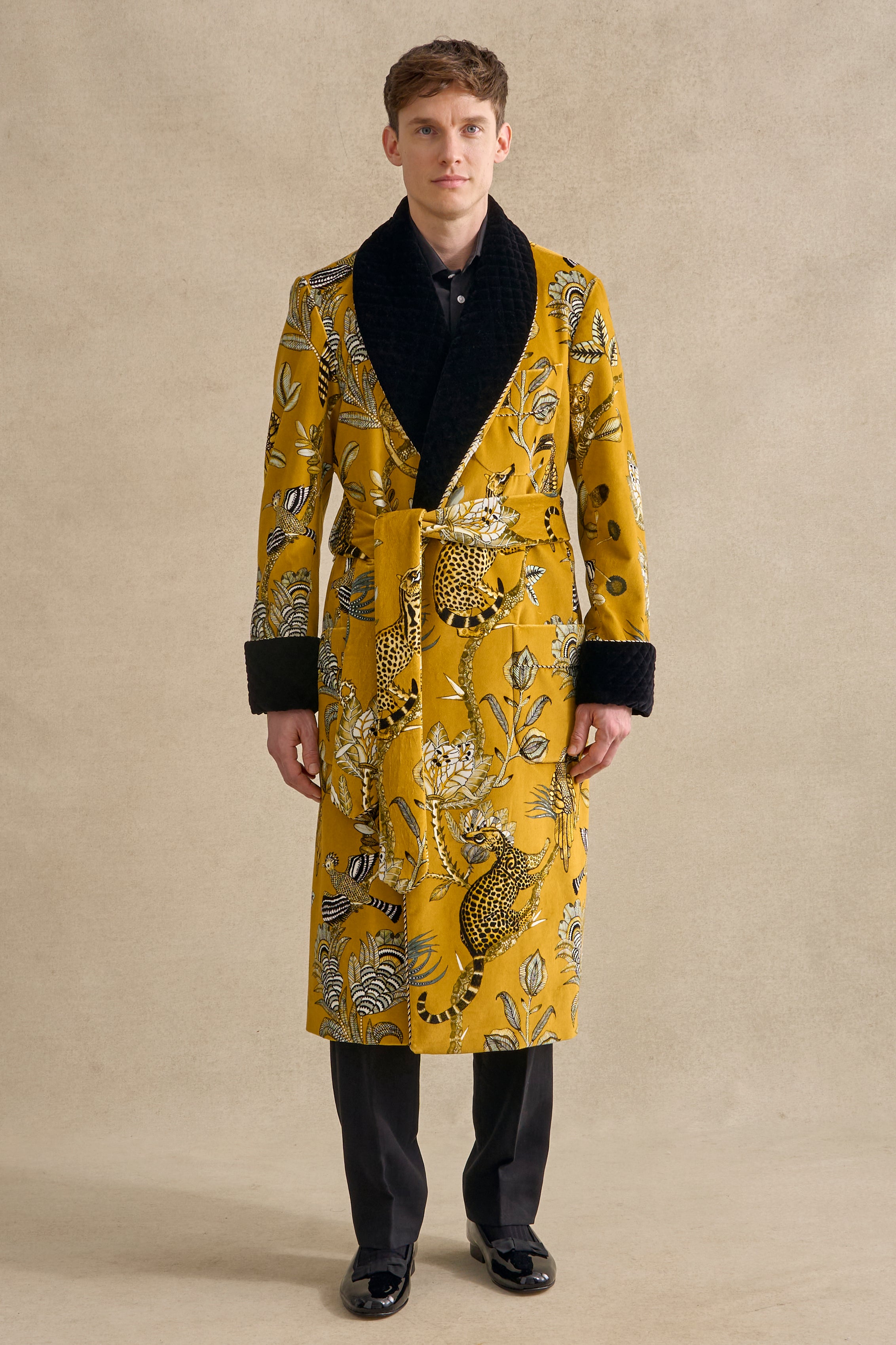 Gold Camp Critters Lined Velvet Dressing Gown