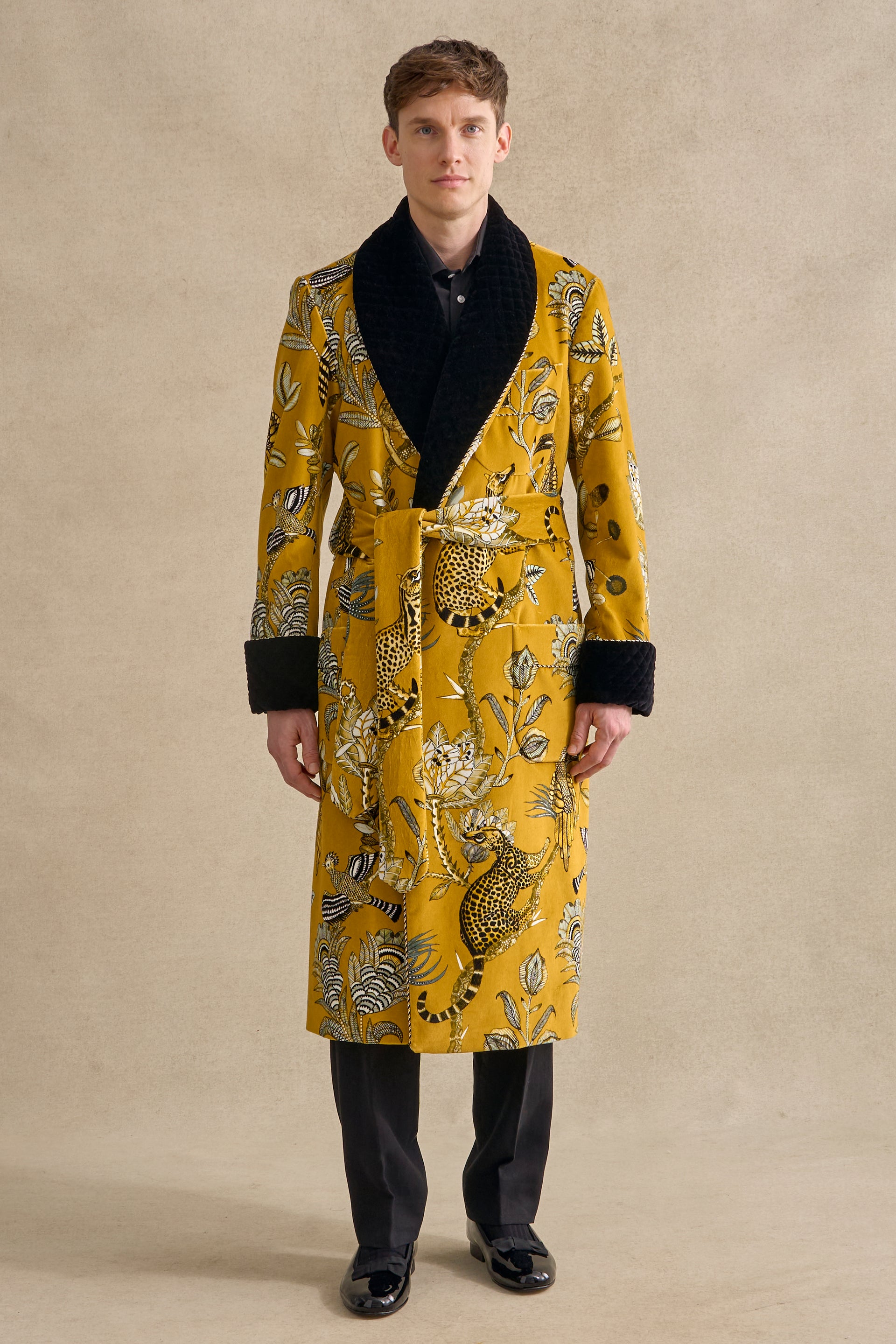 Gold Camp Critters Lined Velvet Dressing Gown