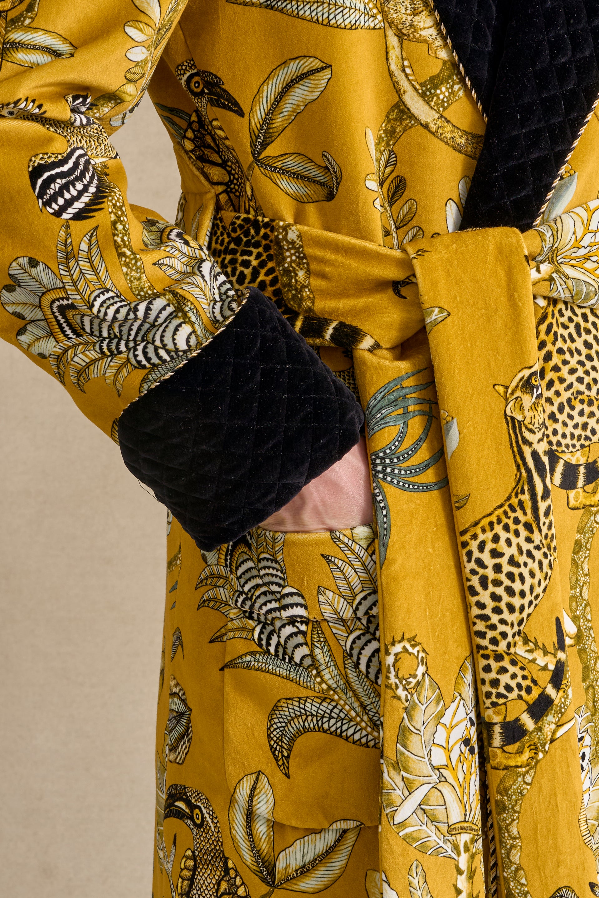 Gold Camp Critters Lined Velvet Dressing Gown
