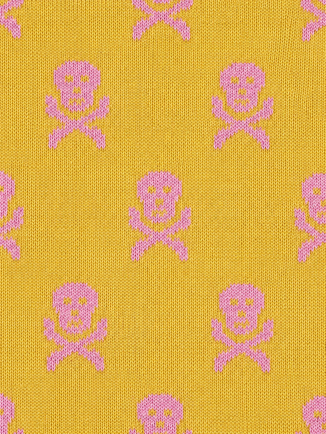 Yellow & Pink Heritage Skull & Crossbones Mid Calf Cotton Socks