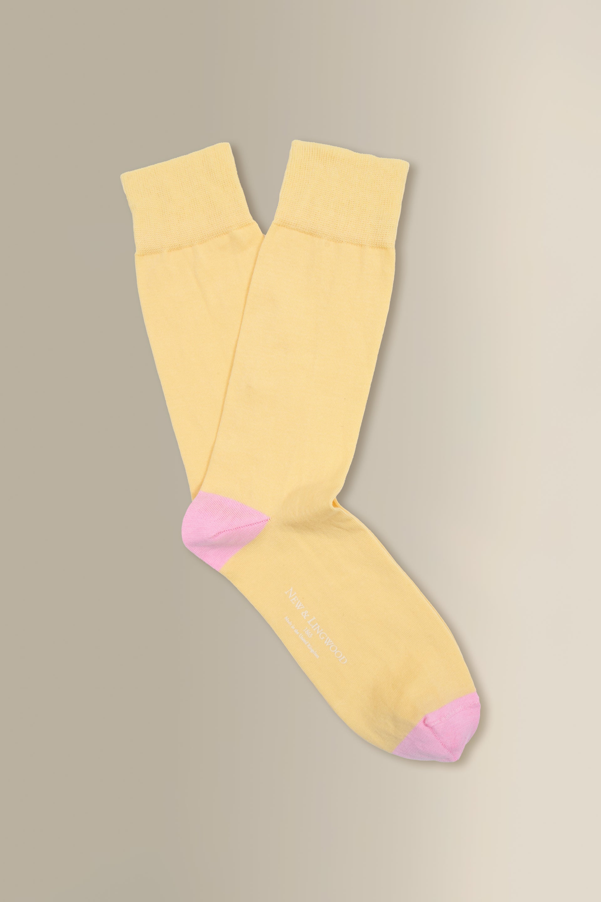 Yellow & Pink Heel Toe Mid Calf Cotton Socks