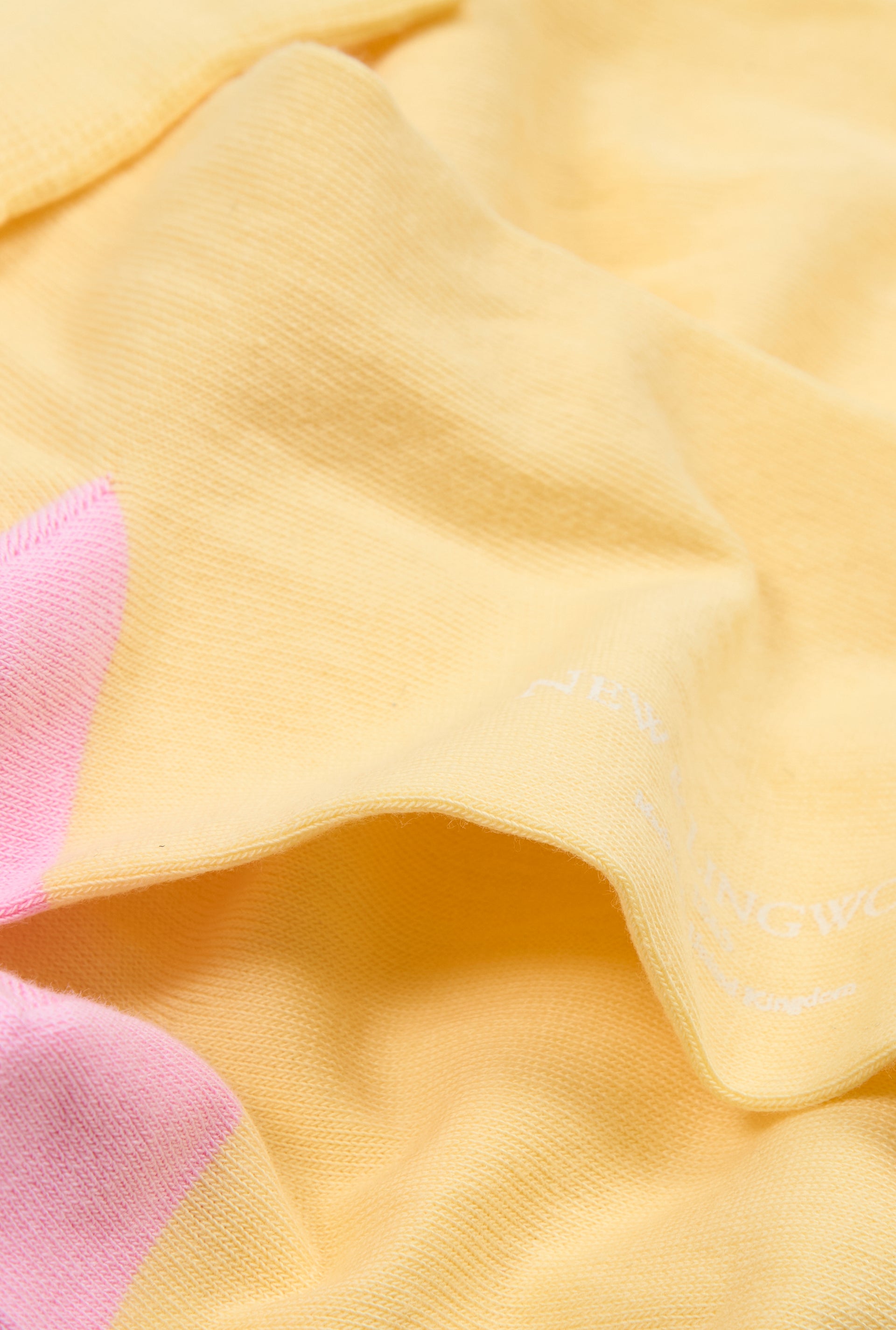 Yellow & Pink Heel Toe Mid Calf Cotton Socks