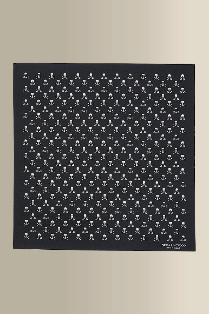 Black Skull & Crossbones Silk Pocket Square