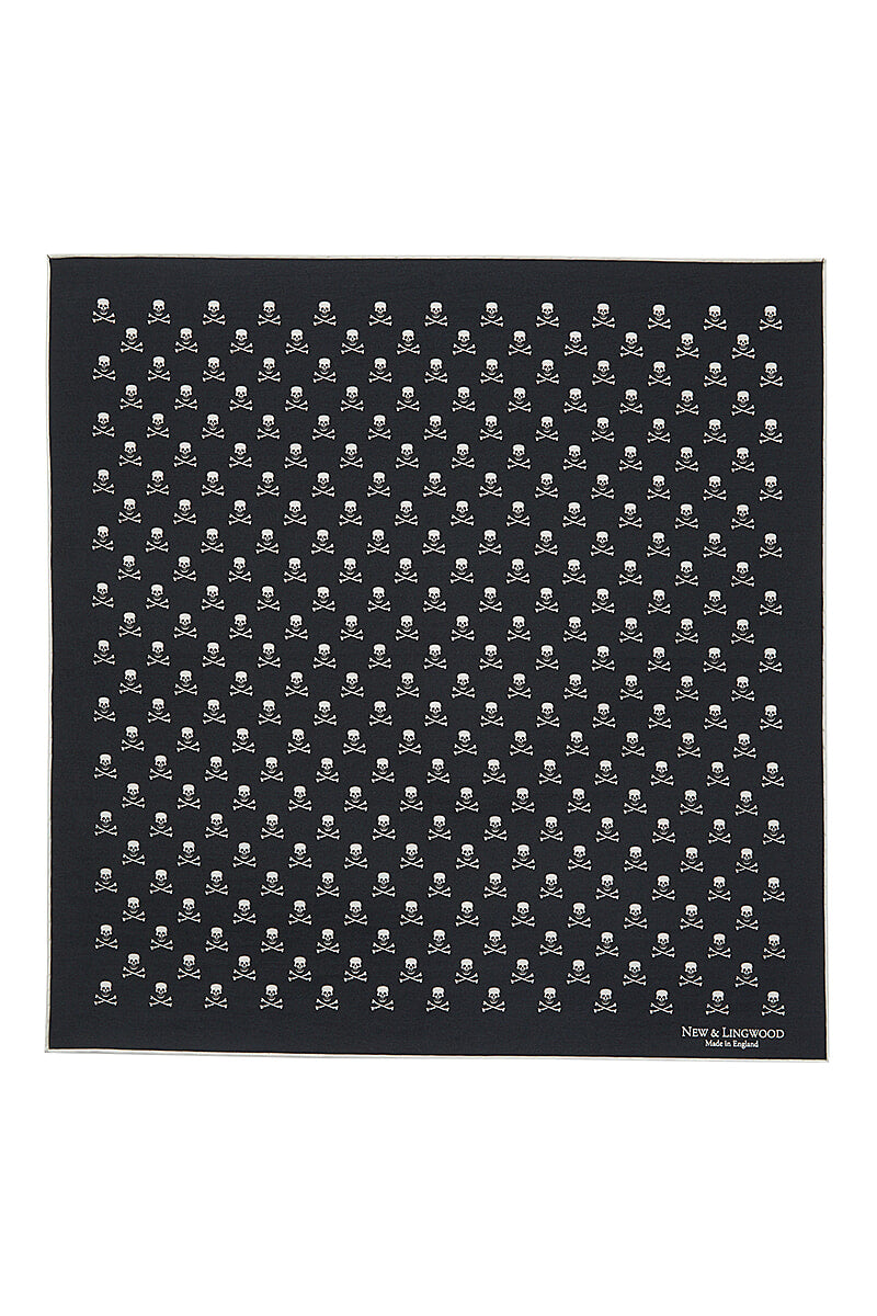 Black Skull & Crossbones Silk Pocket Square