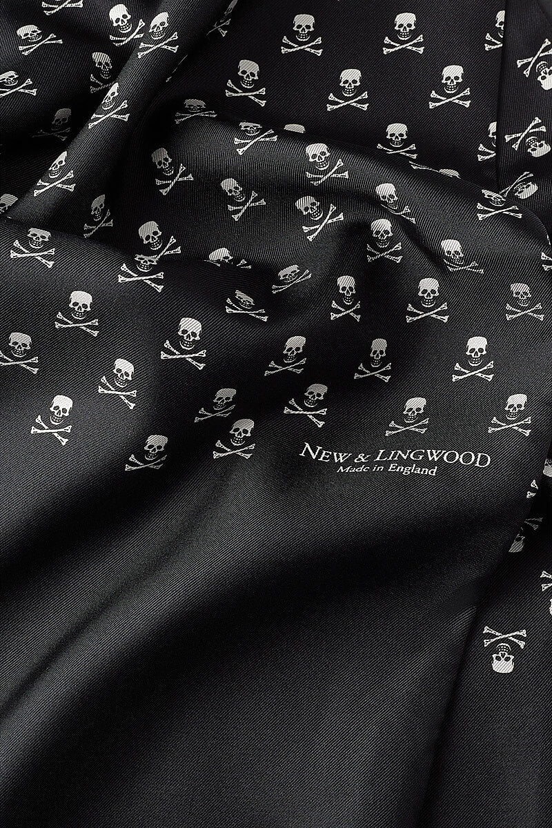 Black Skull & Crossbones Silk Scarf