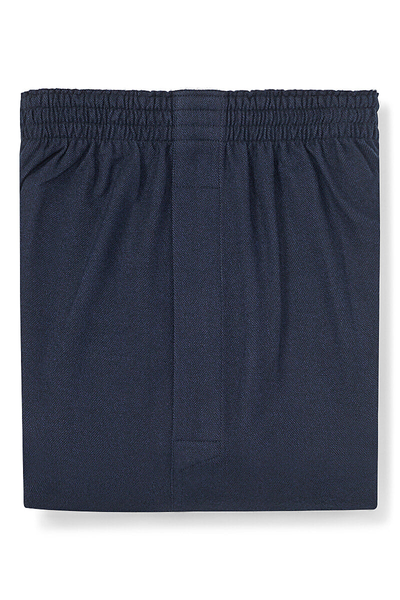 Navy Herringbone Brushed Cotton Boxer Shorts