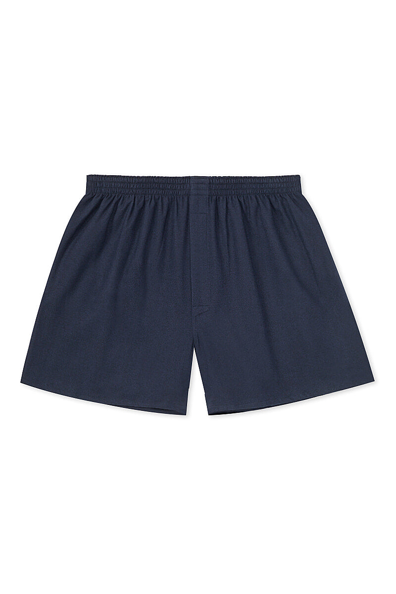 Navy Herringbone Brushed Cotton Boxer Shorts