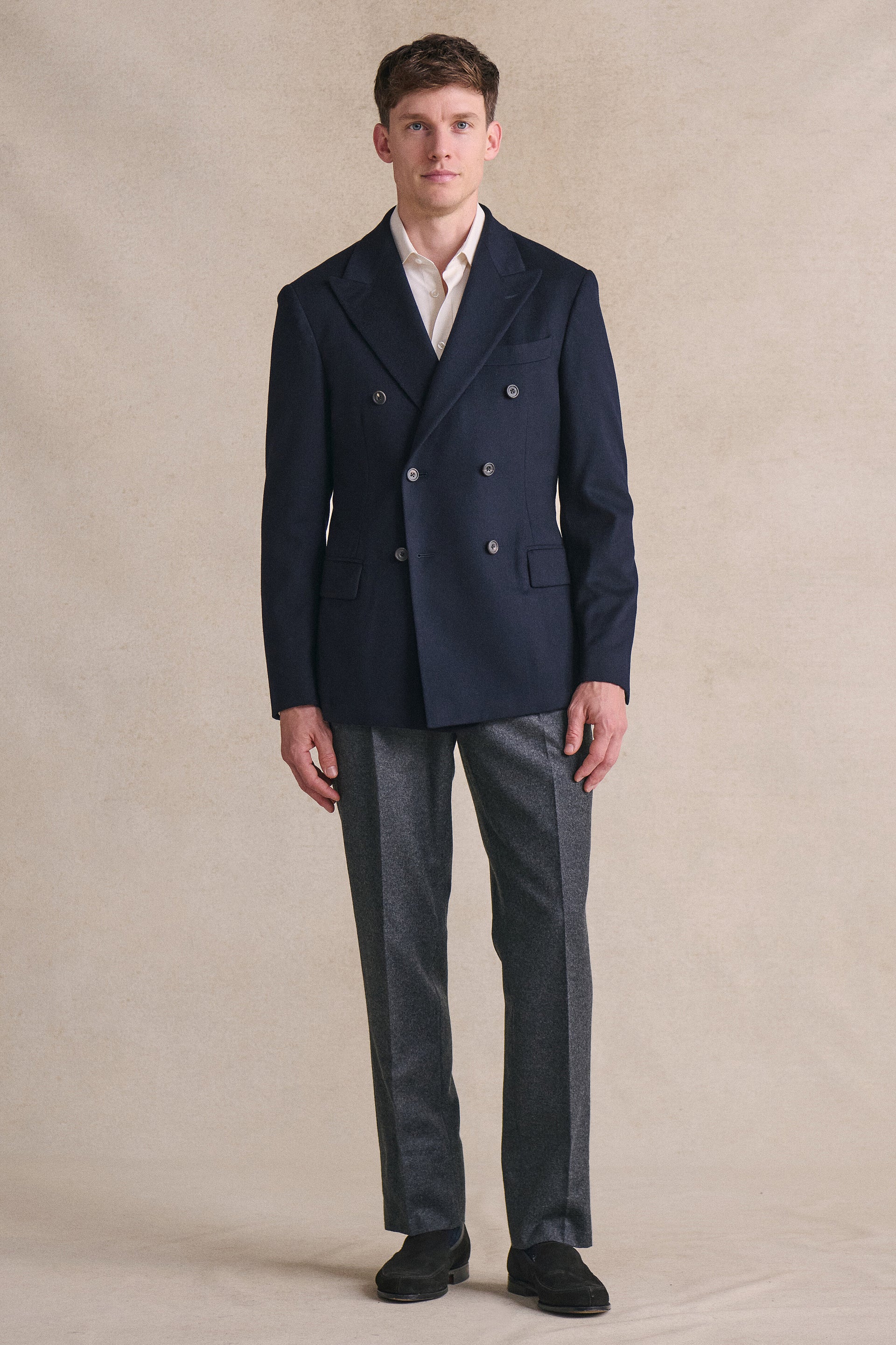 Navy Double Breasted Cashmere Jacket