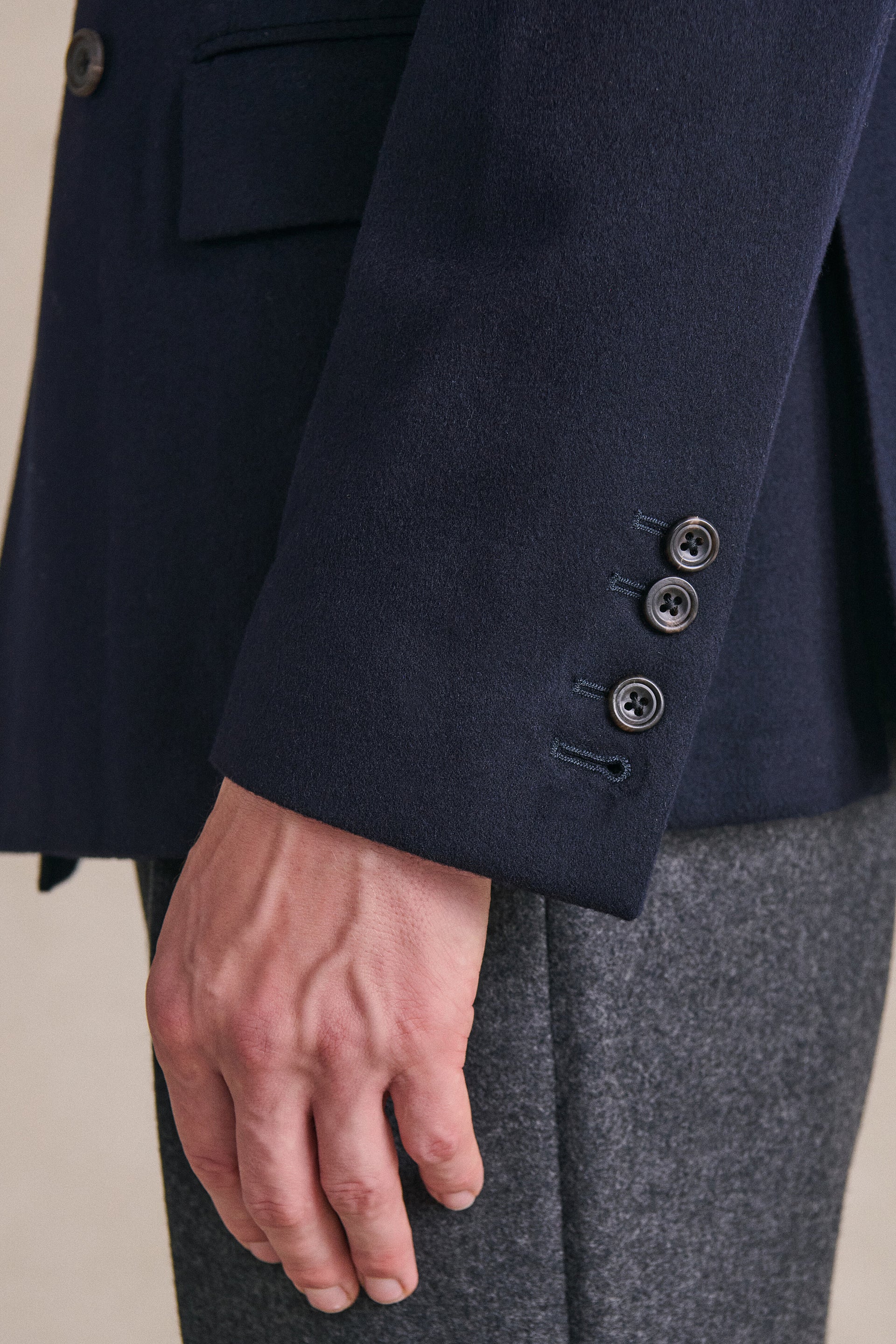 Navy Double Breasted Cashmere Jacket