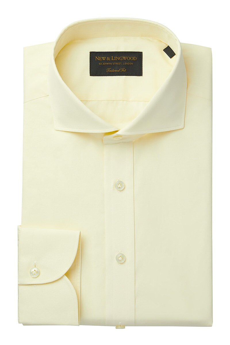 Cream Poplin Cutaway Collar Tailored Fit Single Cuff Shirt