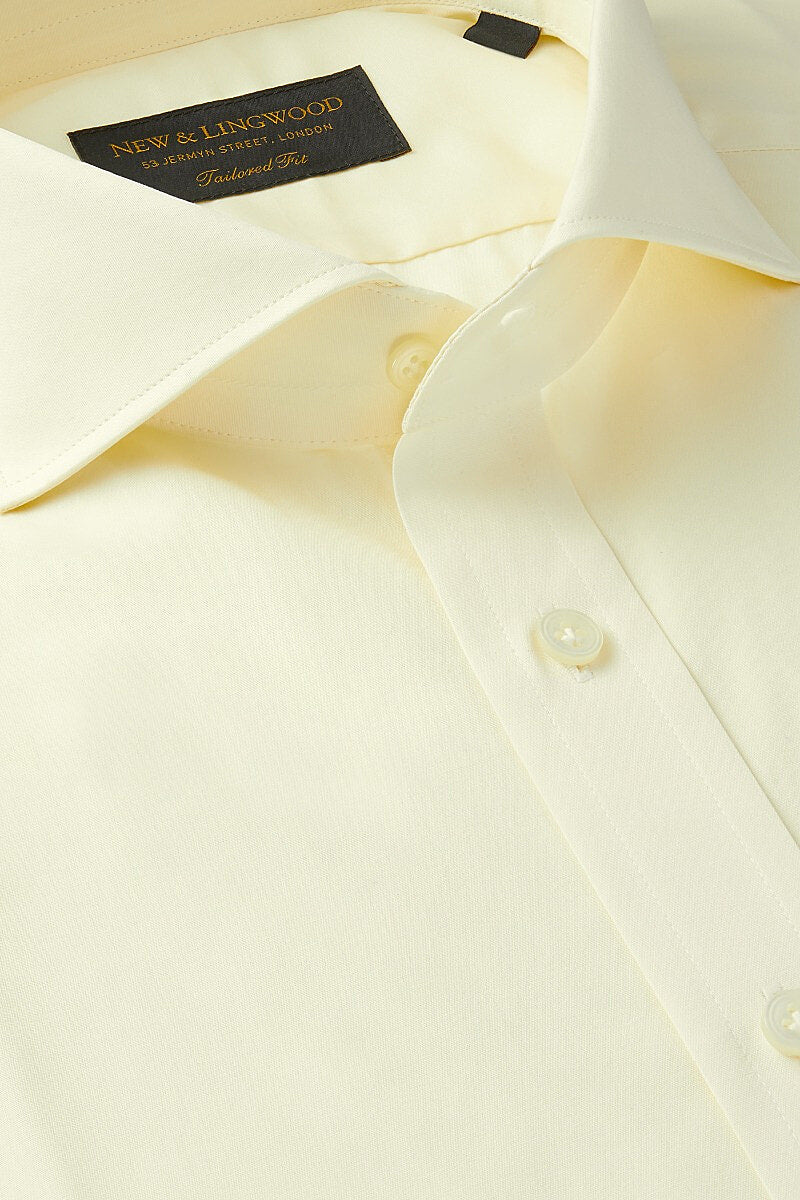 Cream Poplin Cutaway Collar Tailored Fit Single Cuff Shirt