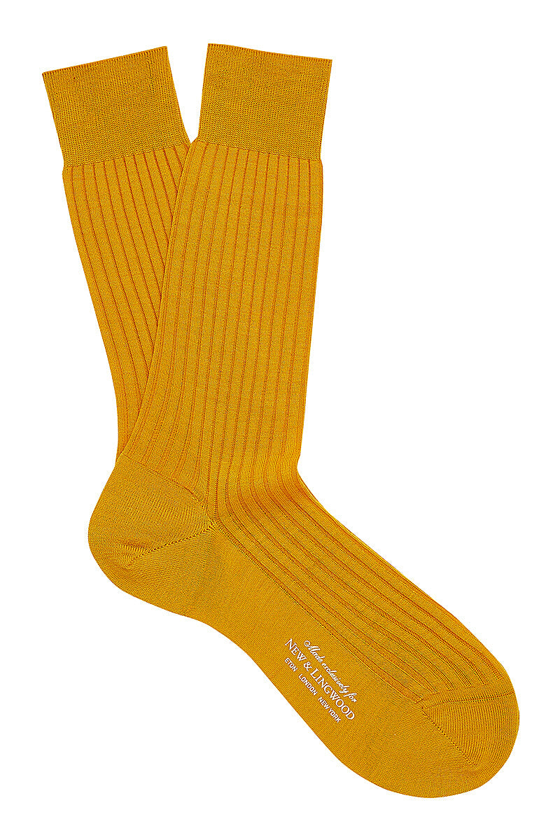 Gold Mid Calf Lightweight Wool Socks