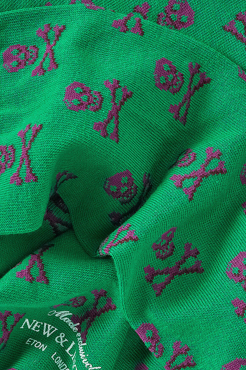 Green & Pink Skull & Crossbones Mid Calf Cotton Socks