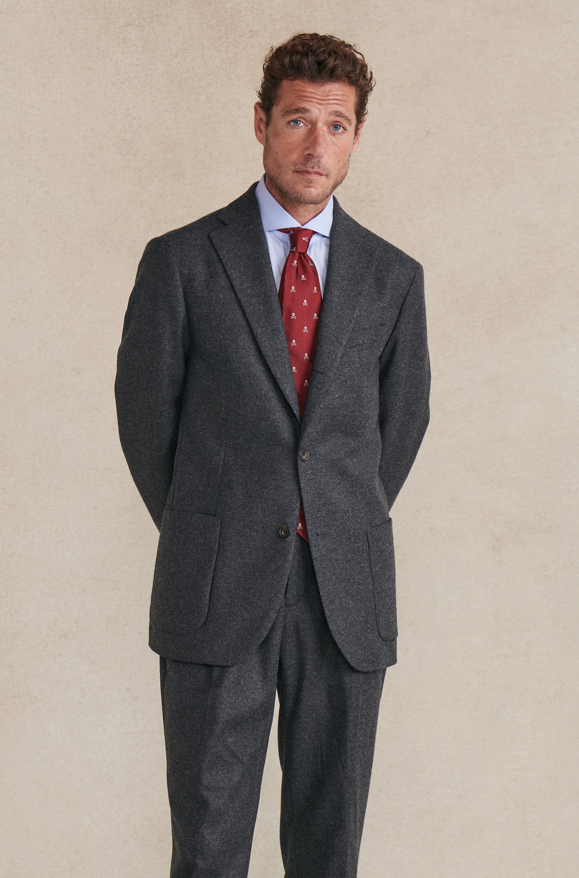 Dark Grey Single Breasted Flannel Jacket