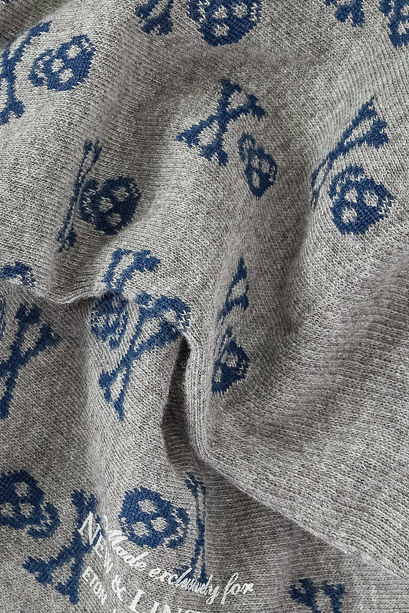 Mid Grey & Navy Skull & Crossbones Mid Calf Cotton Socks