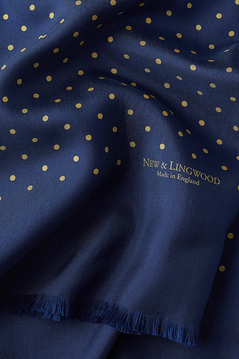 Navy Antique Spotted Scarf