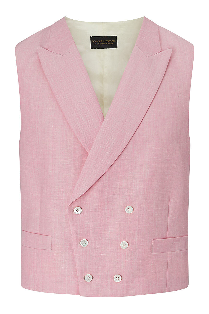 Pink Double-Breasted Linen Waistcoat