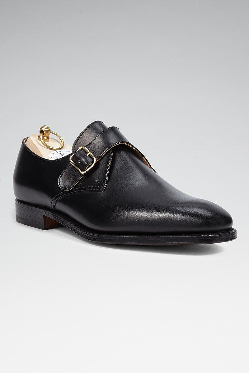 Black Single Buckle Monk Shoes