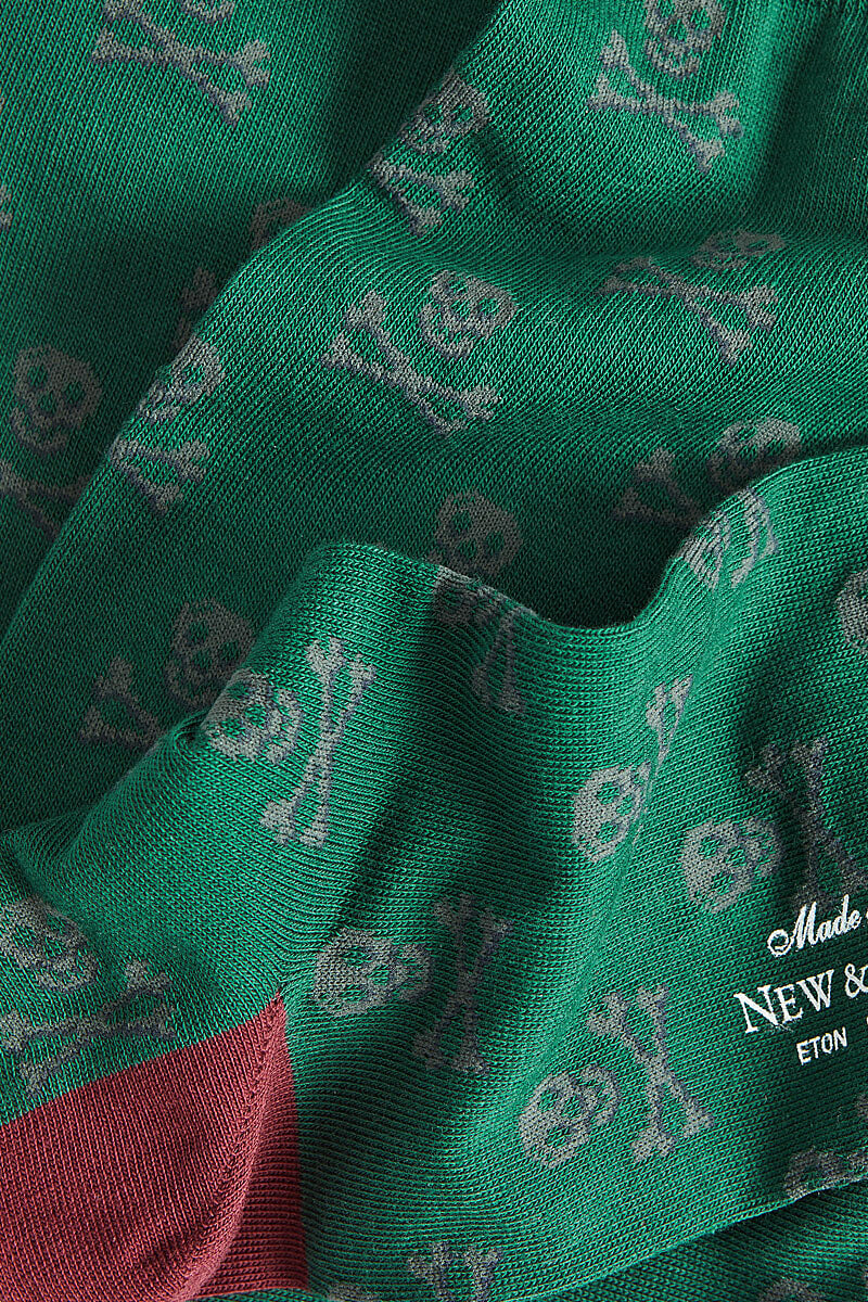 Green & Grey Skull & Crossbones Mid Calf Cotton Socks