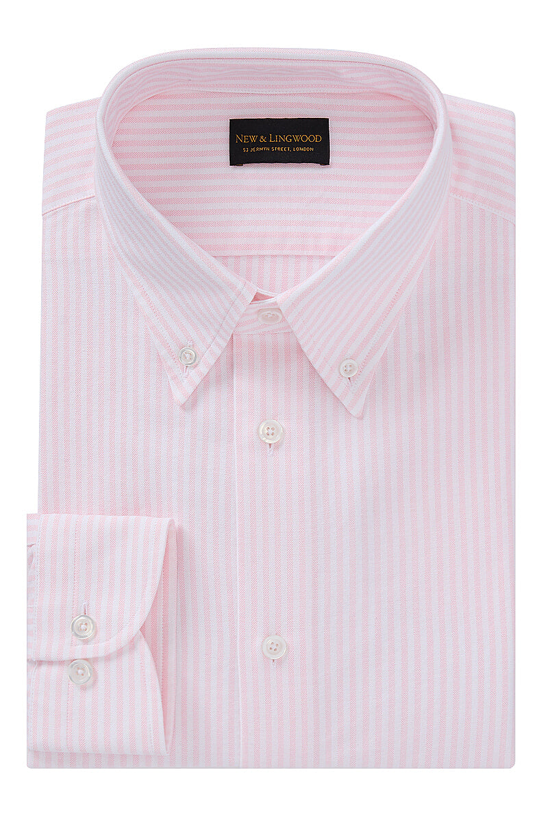 Pink Stripe Button Down Collar Tailored Fit Oxford Shirt