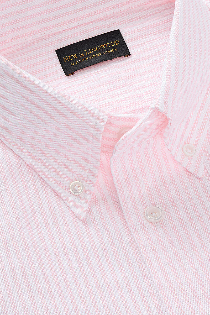 Pink Stripe Button Down Collar Tailored Fit Oxford Shirt