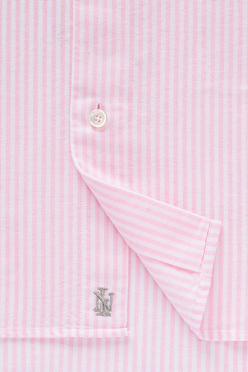 Pink Stripe Button Down Collar Tailored Fit Oxford Shirt
