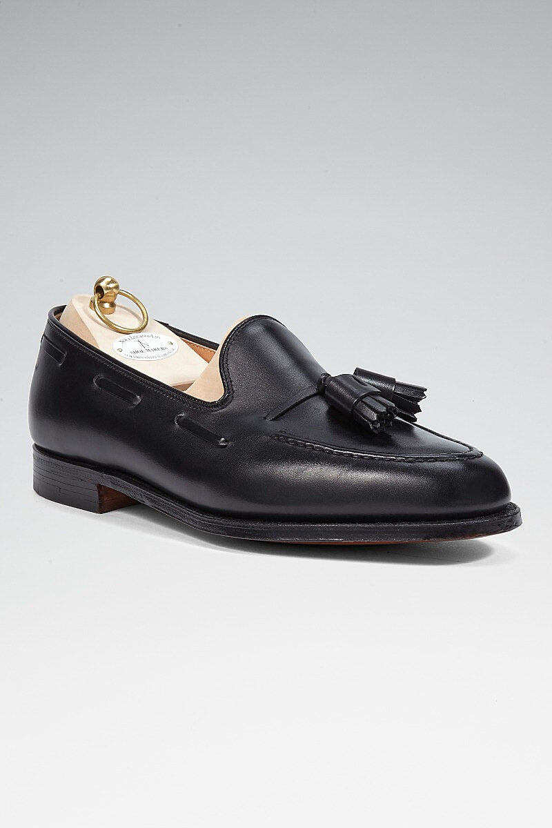 Black Calf Leather Tassel Loafers