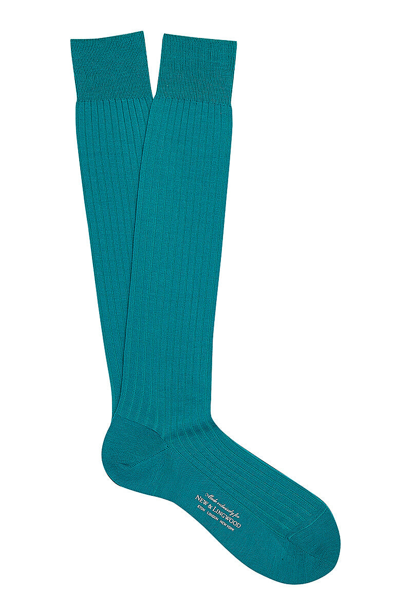 Teal Long Lightweight Wool Socks