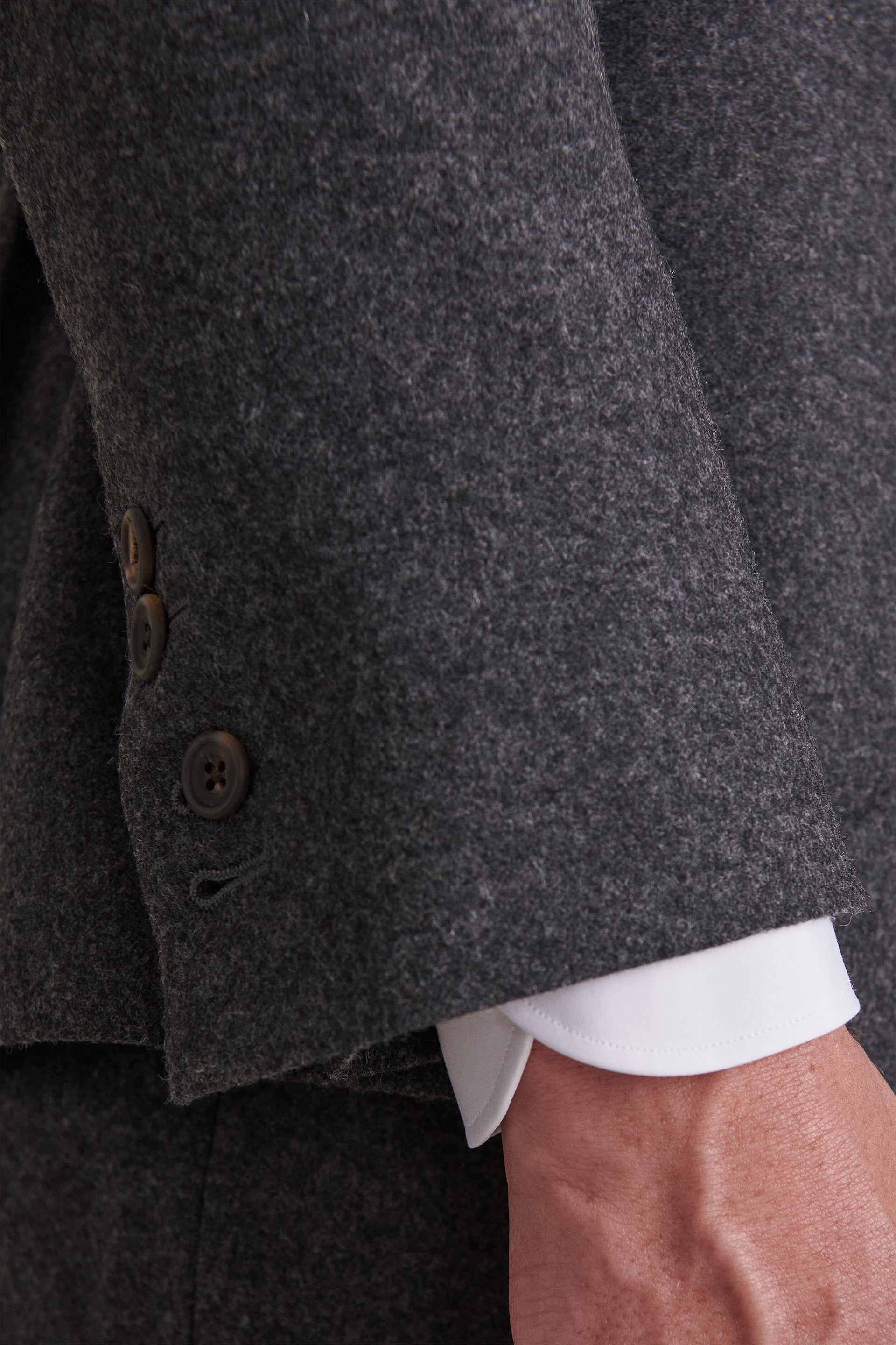 Dark Grey Flannel Double Breasted Jacket