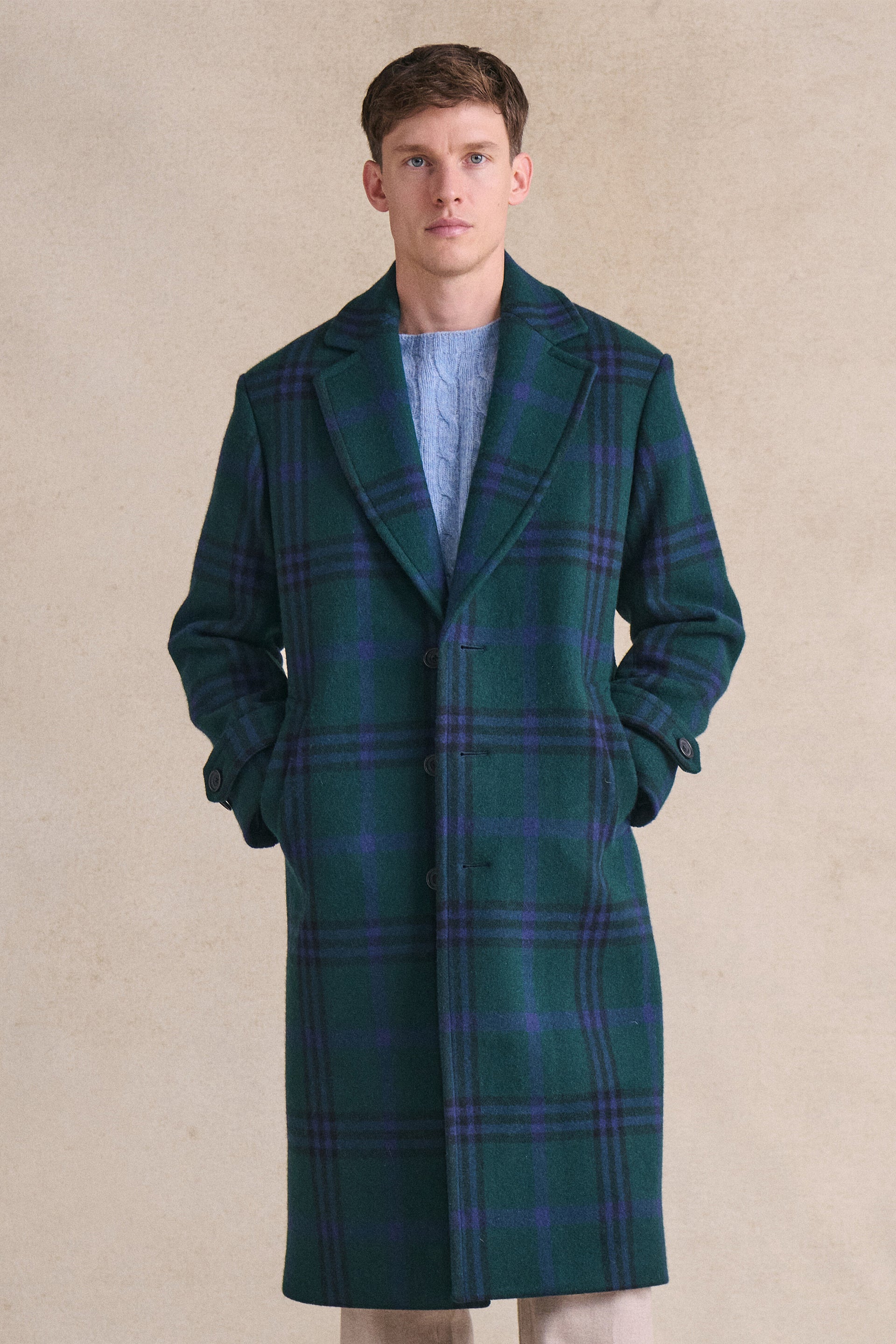 Black Watch Single Breasted Wool Coat