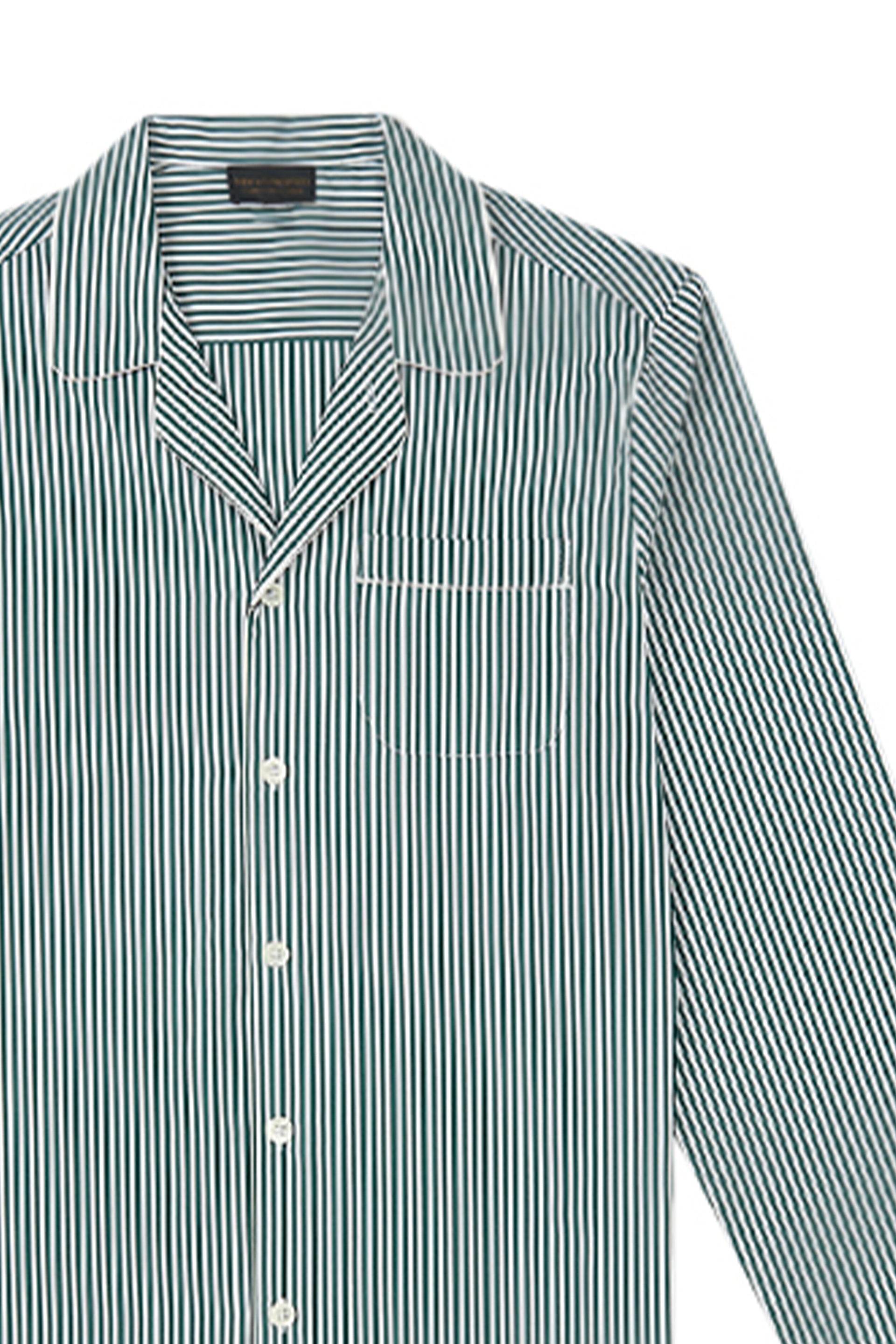 Green & White Bengal Stripe Cotton Pyjama Set